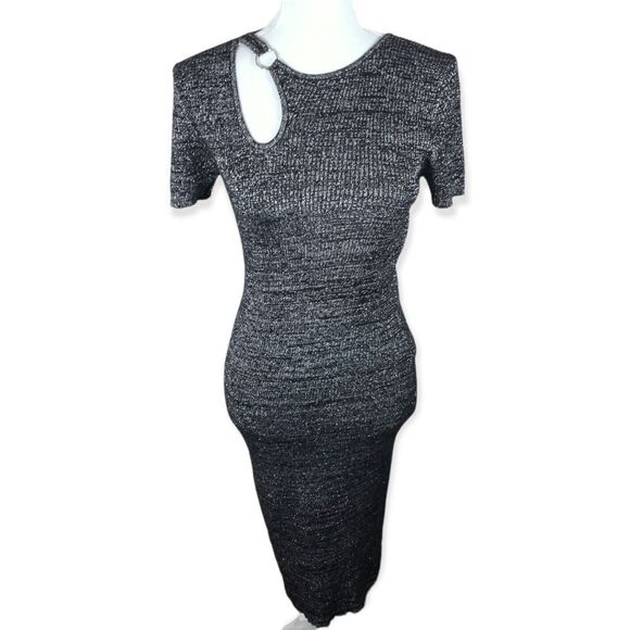 No Boundaries Metallic Black Midi Dress - Picture 1 of 9